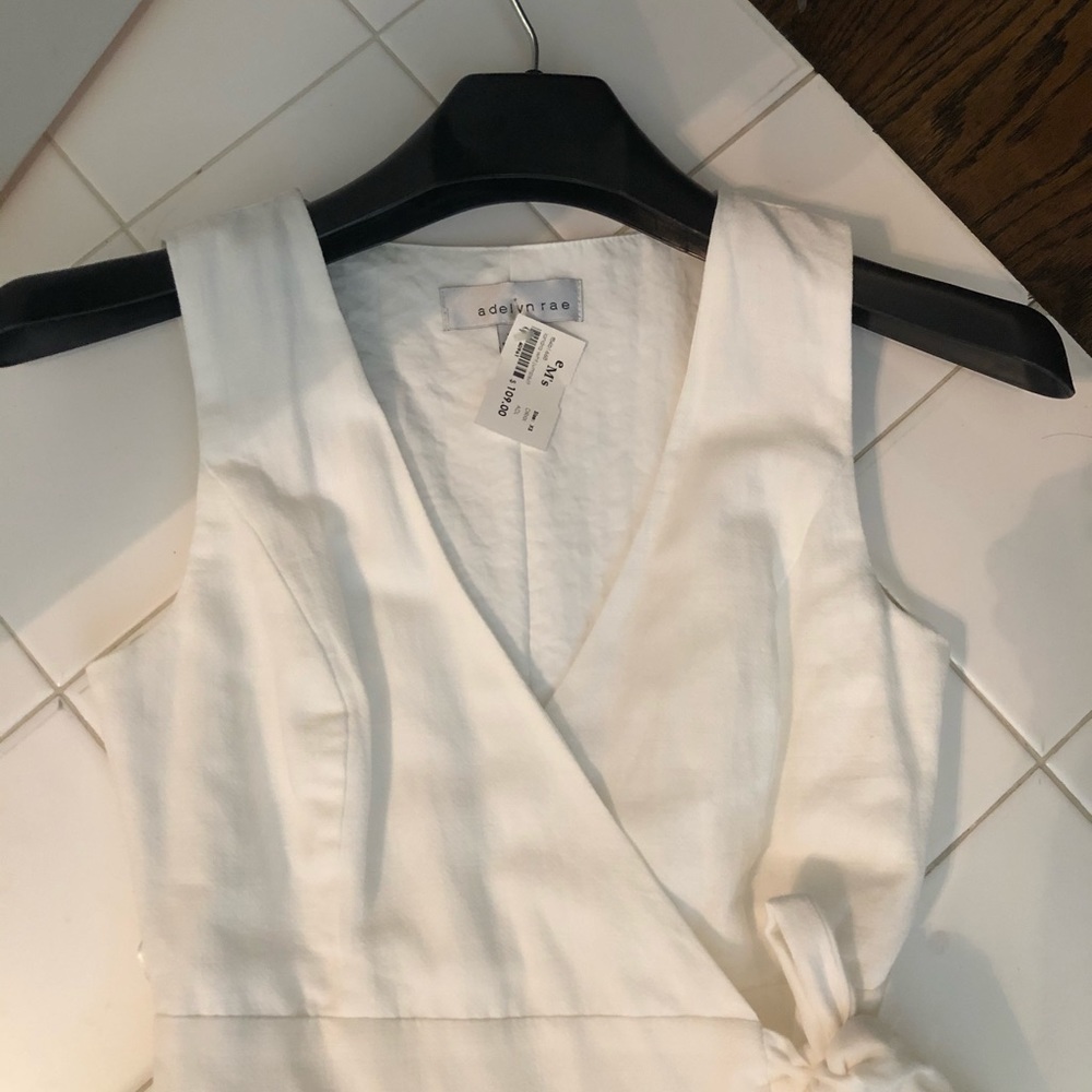 White linen cropped jumpsuit